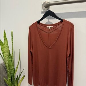 Express Rust Brown Long Sleeve Top